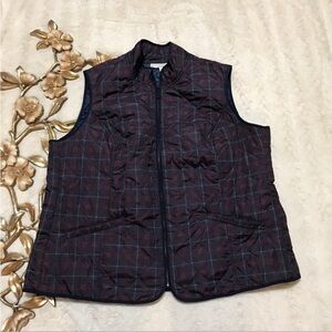 Talbots Navy and Burgundy Plaid Vest